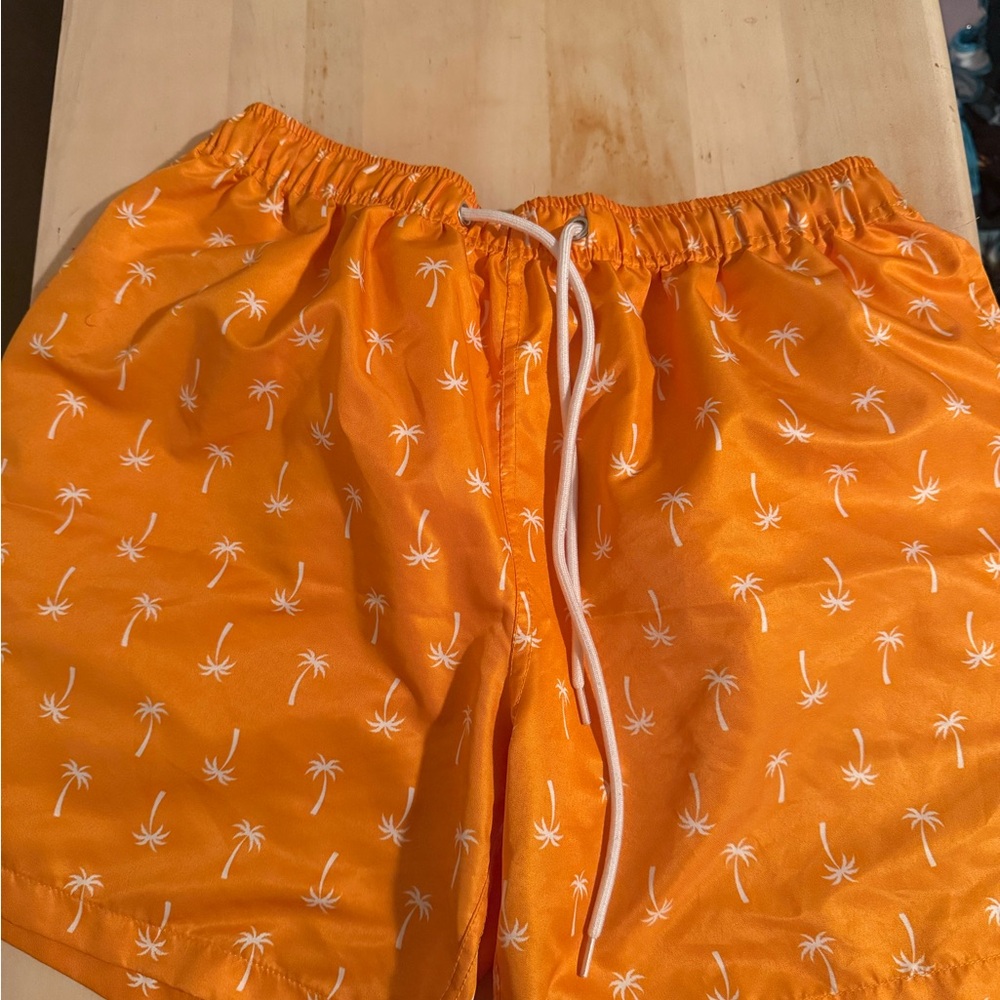 Orange Palm Tree Men's Swim Shorts